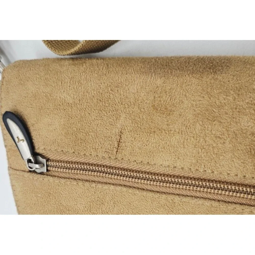TRAVELON Suede Organizing Purse Key Fob Mirror Expandable Bottom Crossbody Purse